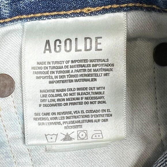 Agolde Jeans Womens 26 Blue Riley High Rise Crop Button Fly Raw Hem Inseam 25 in - Picture 10 of 16